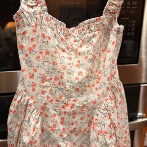 Floral White and Red Women's Dress